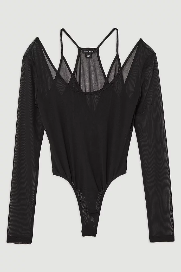 Double Layered Mesh Bodysuit | Karen Millen Double Layered Mesh Bodysuit | Karen Millen
