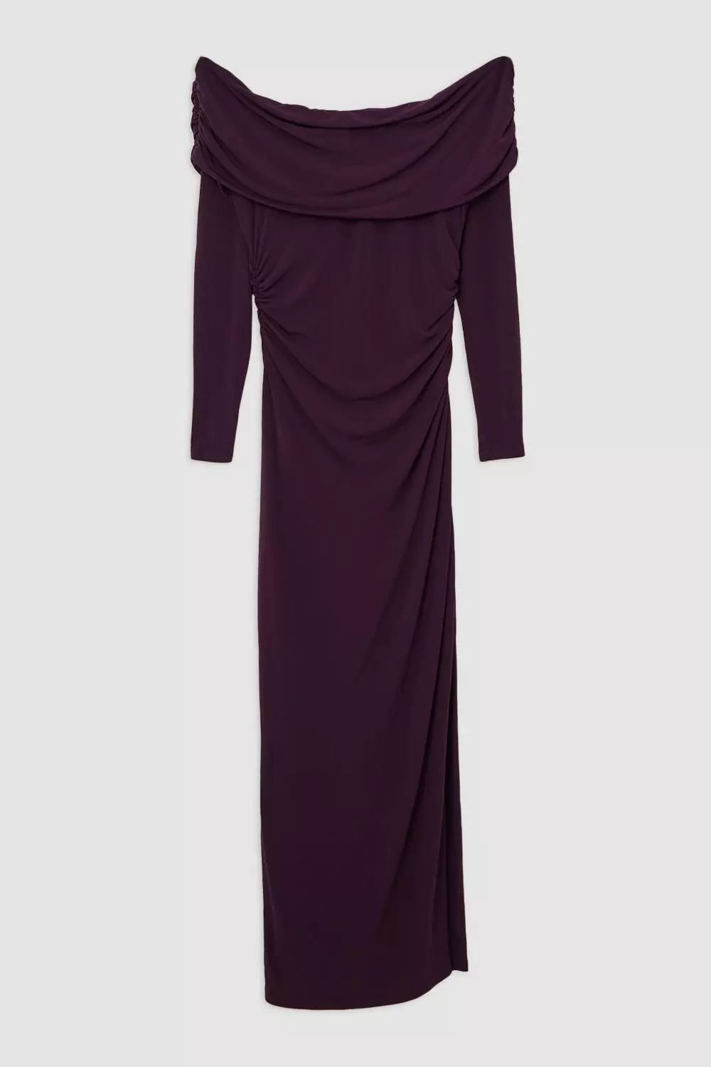 Aubergine Bardot Drapey Midi Dress alternative image