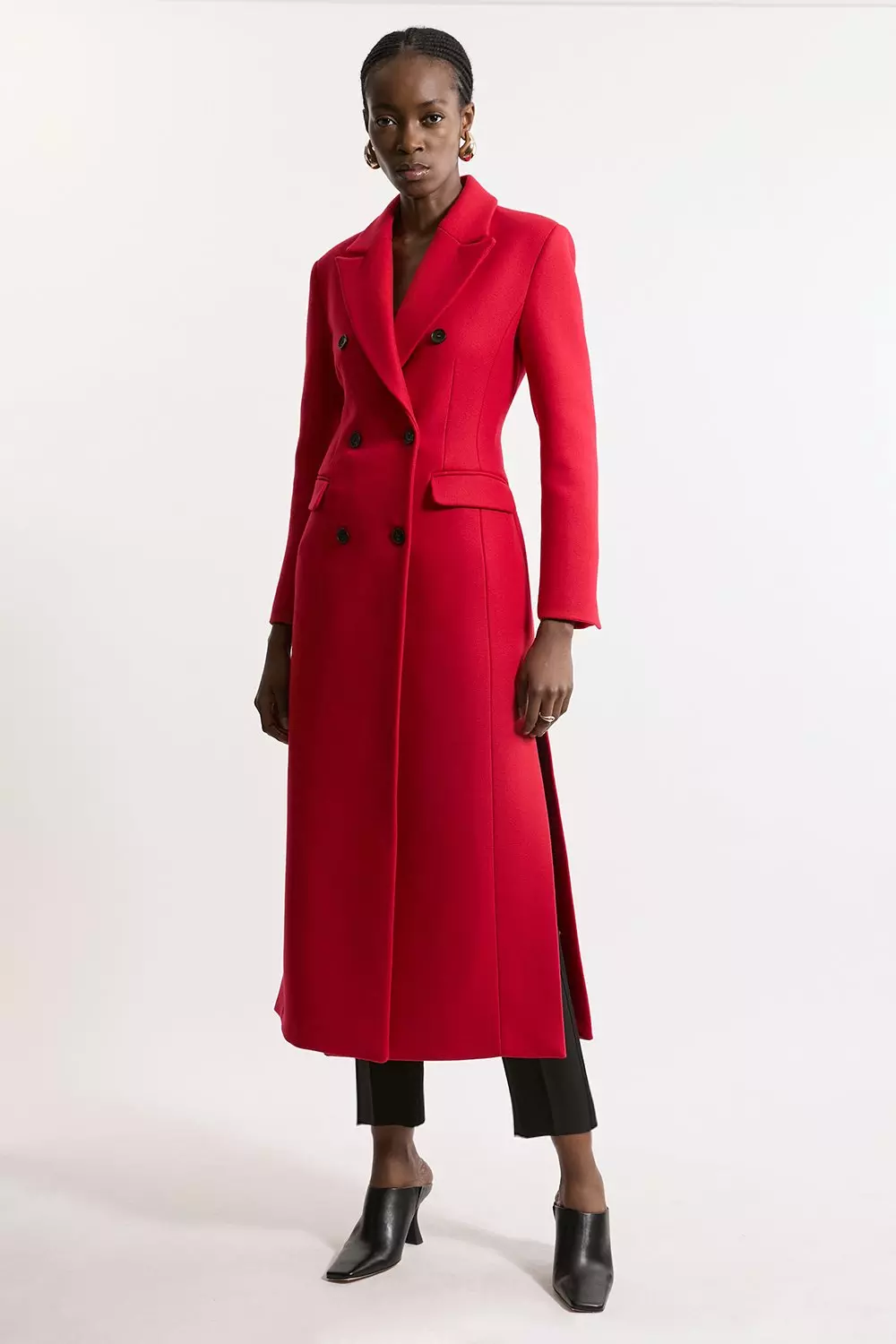 Italian Wool Double Breasted Tailored Maxi Coat | Karen Millen