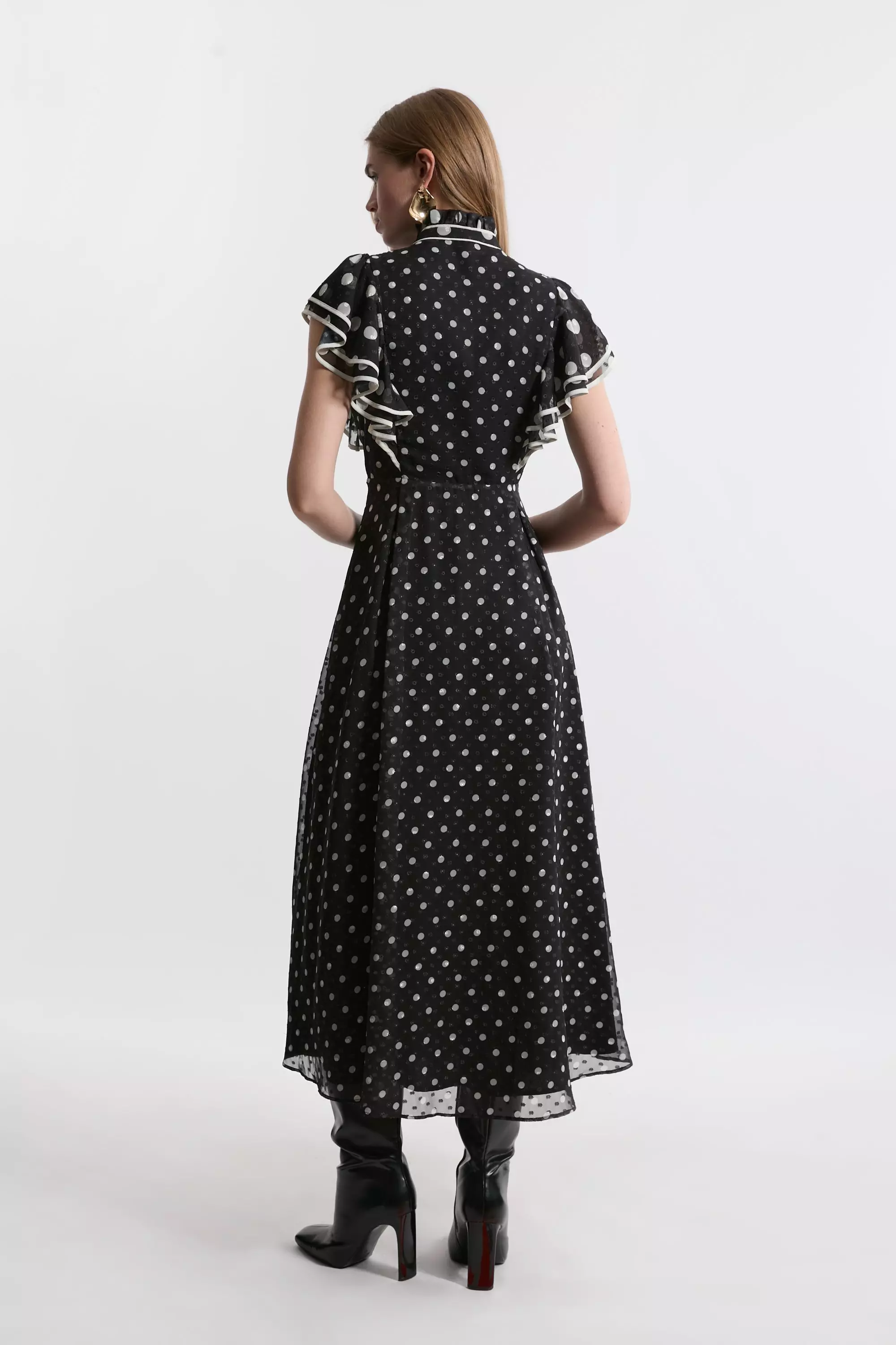 ◆KAREN MILLEN◆ ブロデリーゴデット ウーブンミディスカート KAREN MILLEN】ベルト付き プリーツ ミディスカート(送料込み)