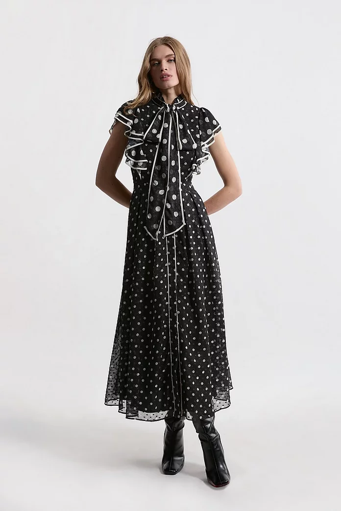 Amelia Dress in Black Dobby Amelia Dress in Black Dobby