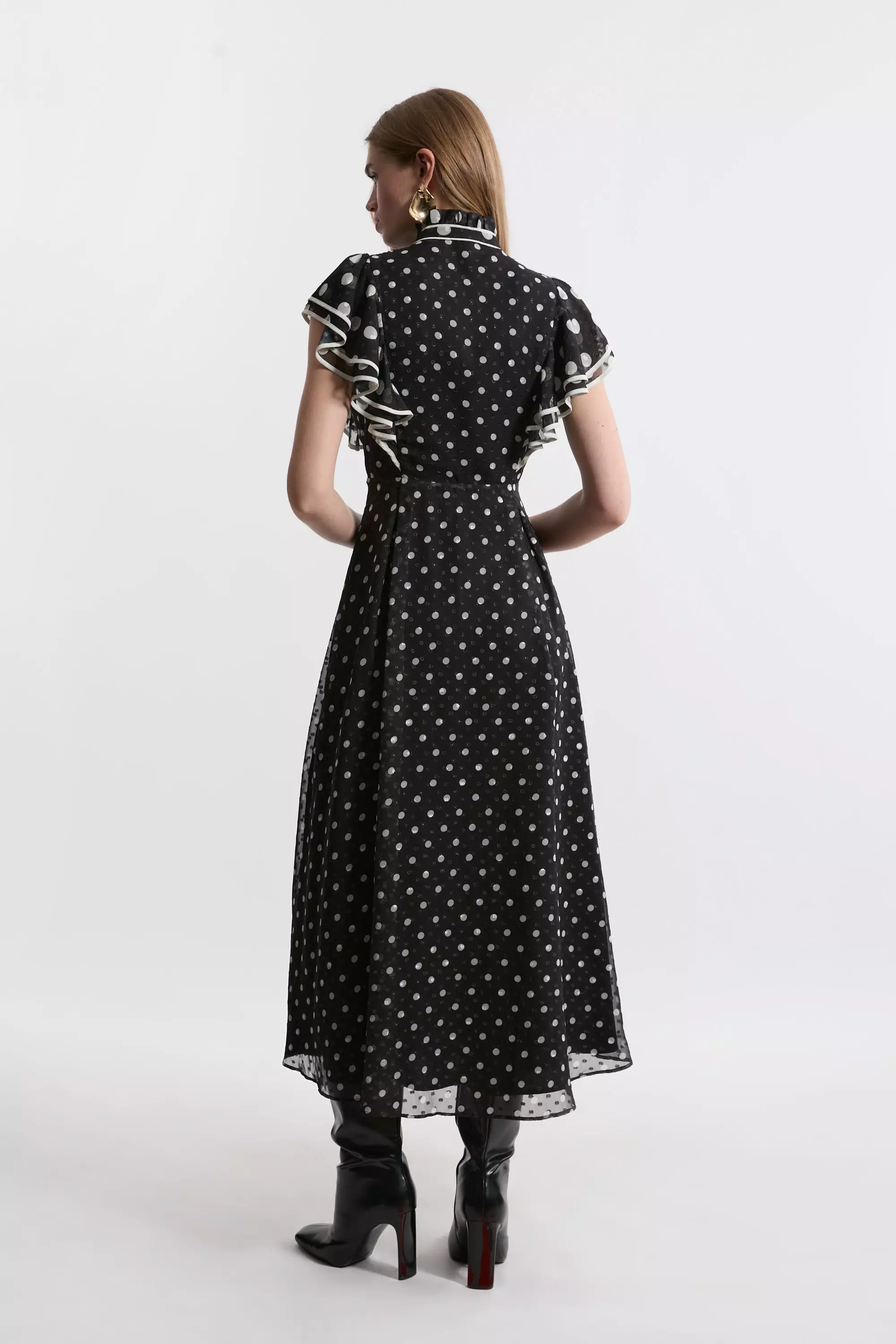 Amelia Dress in Black Dobby