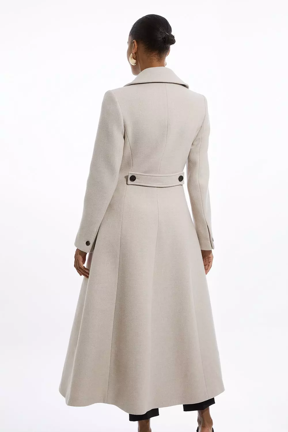 Italian Manteco Wool Blend Tailored Flared Skirt Midaxi Coat