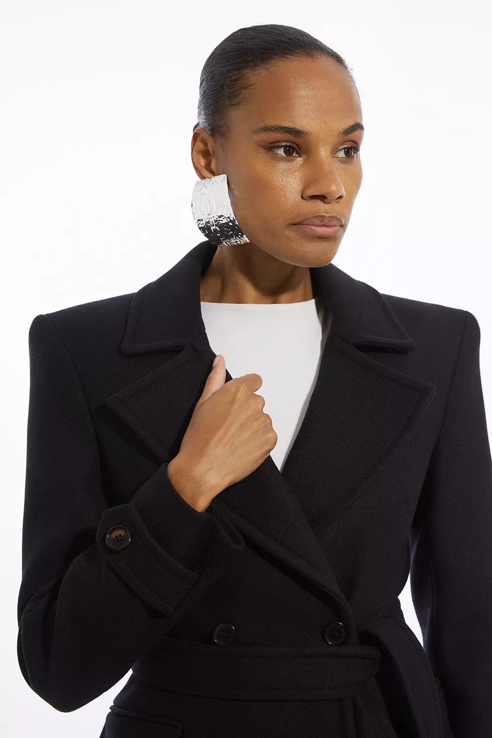 Italian Wool Double Breasted Longline Tailored Maxi Coat Karen Millen