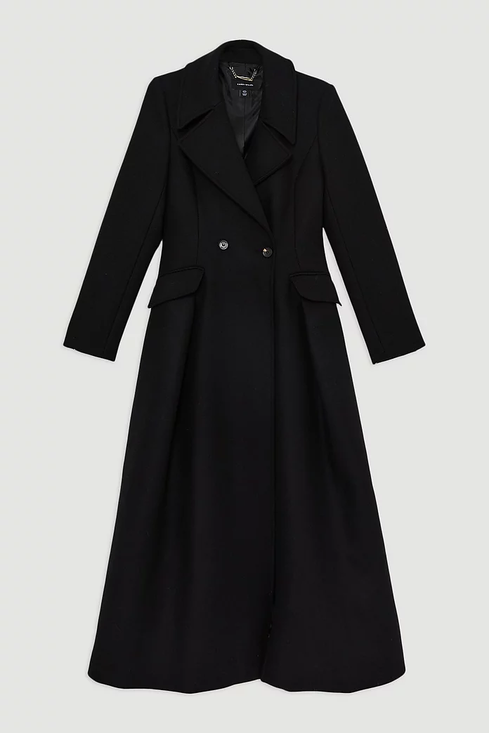 Italian Manteco Wool Blend Tailored Flared Skirt Maxi Coat Italian Manteco Wool Blend Tailored Flared Skirt Maxi Coat