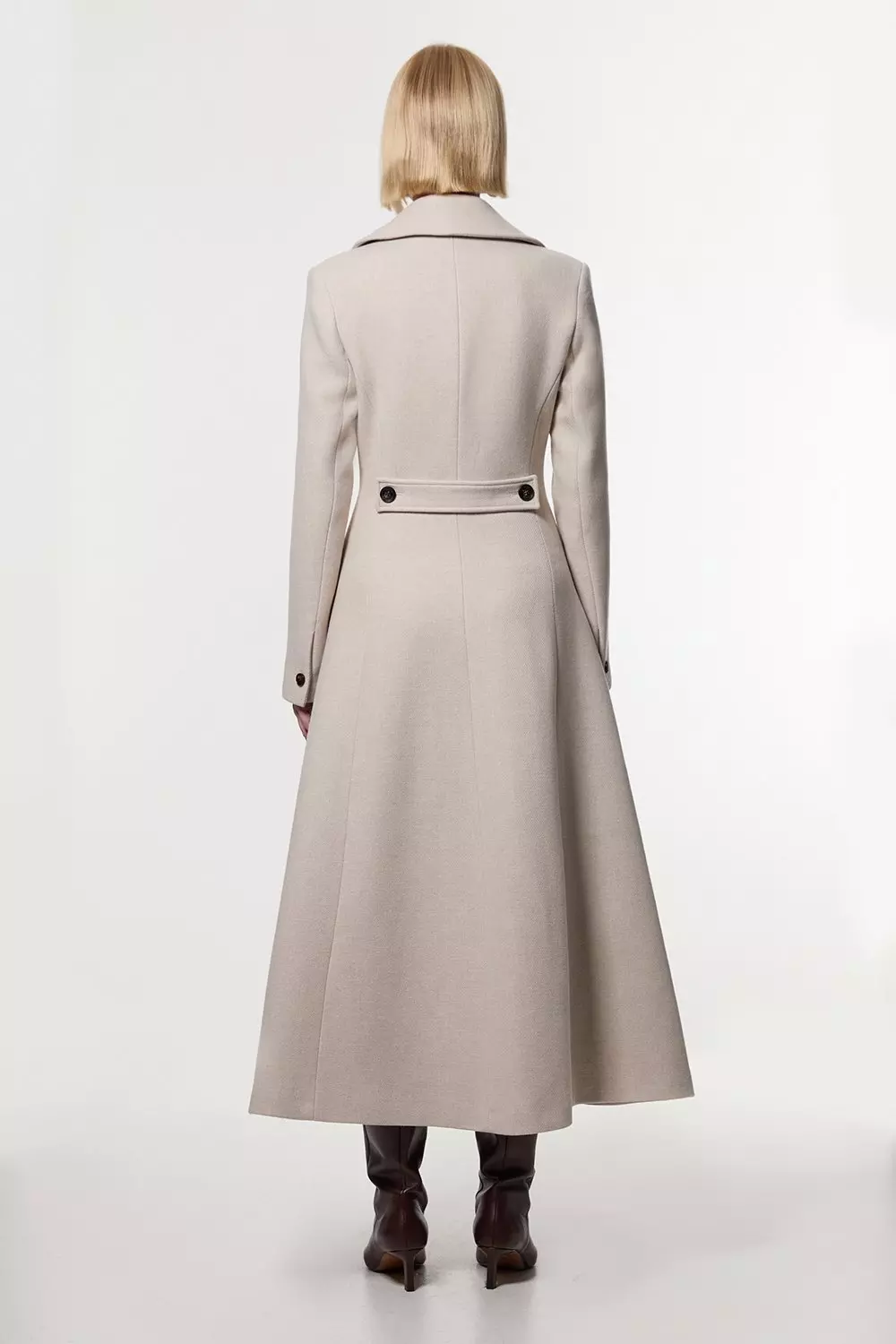 KAREN MILLEN コート イタリア製 テーラード ウール フレア KAREN MILLEN ミディコート イタリア産 ウール テーラード