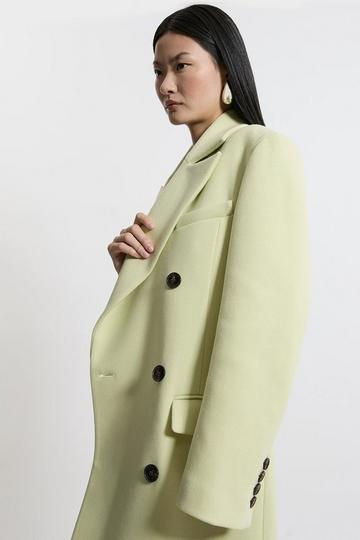 Italian Wool Strong Shoulder Anti Fit Midi Coat lime