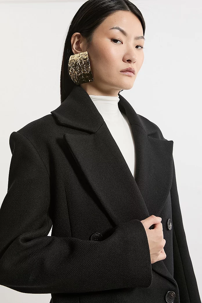Italian Wool Strong Shoulder Anti Fit Maxi Coat | Karen Millen Italian Wool Strong Shoulder Anti Fit Maxi Coat | Karen Millen