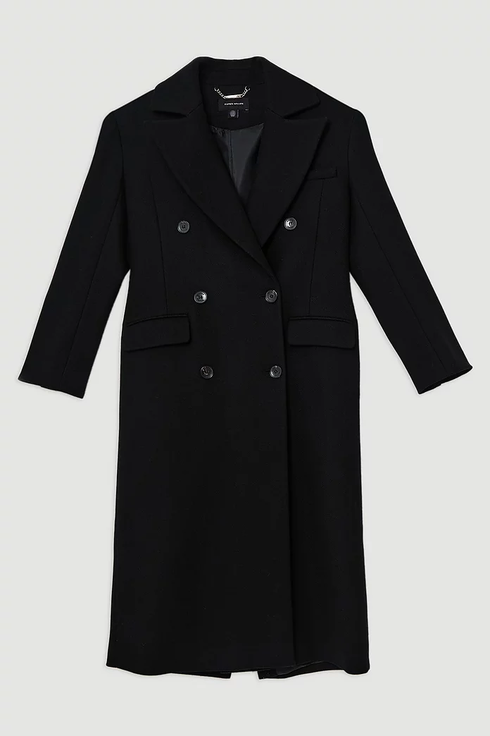 Italian Wool Strong Shoulder Anti Fit Maxi Coat | Karen Millen Italian Wool Strong Shoulder Anti Fit Maxi Coat | Karen Millen