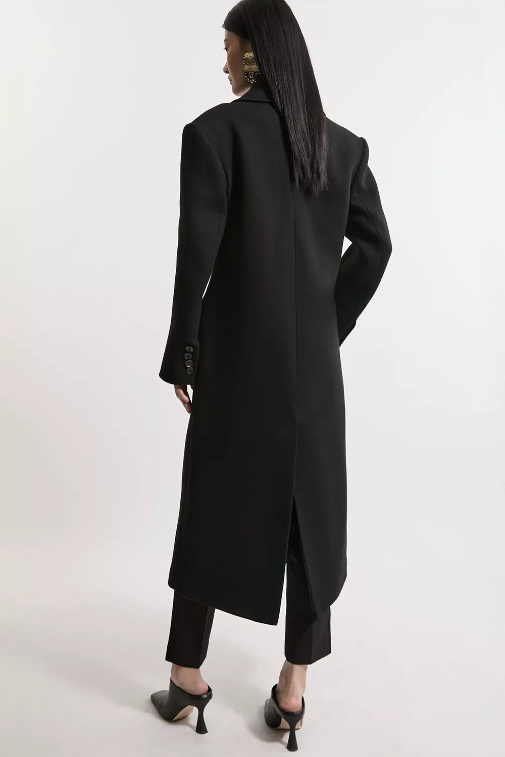 Italian Wool Strong Shoulder Anti Fit Maxi Coat | Karen Millen