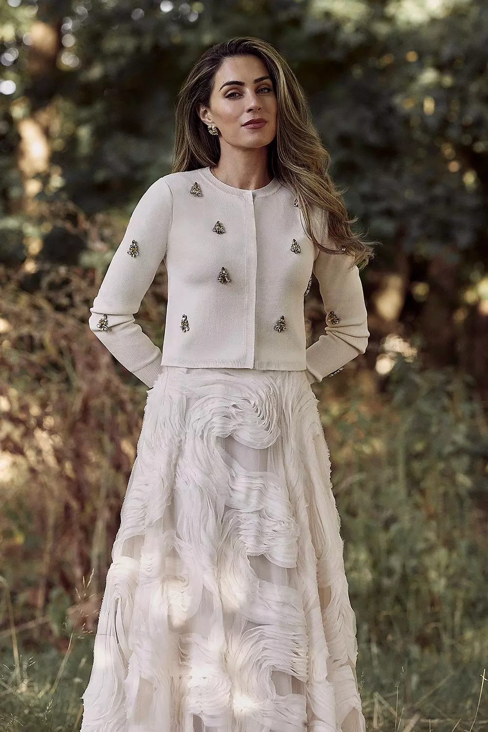 Cream Lydia Millen Tall Textured Ruffle Midaxi Woven Prom Skirt alternative image