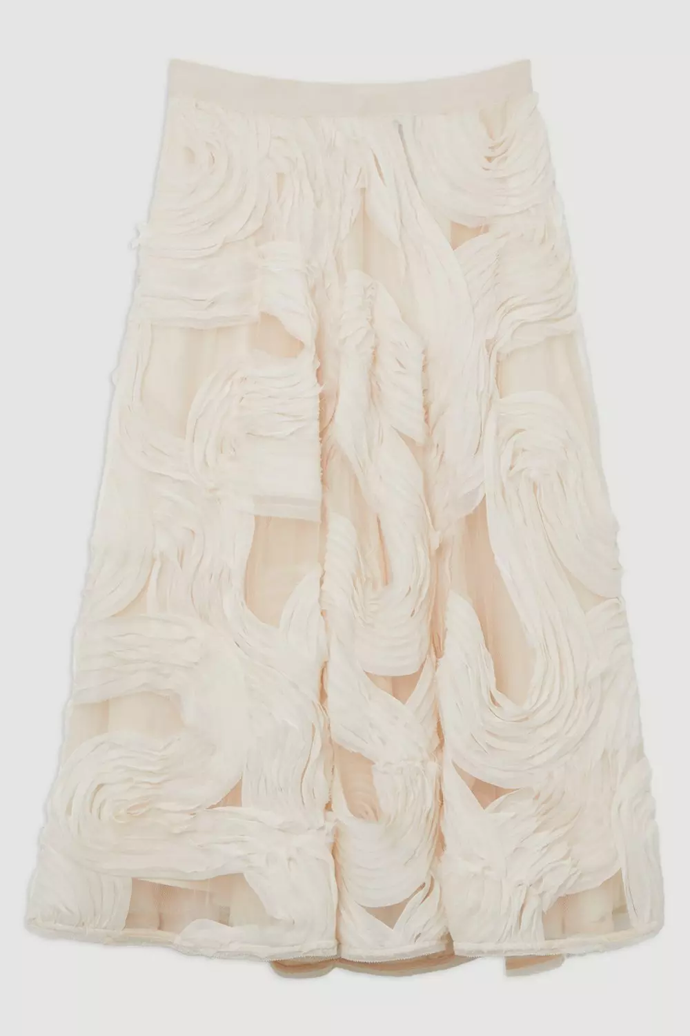 Cream Lydia Millen Tall Textured Ruffle Midaxi Woven Prom Skirt alternative image