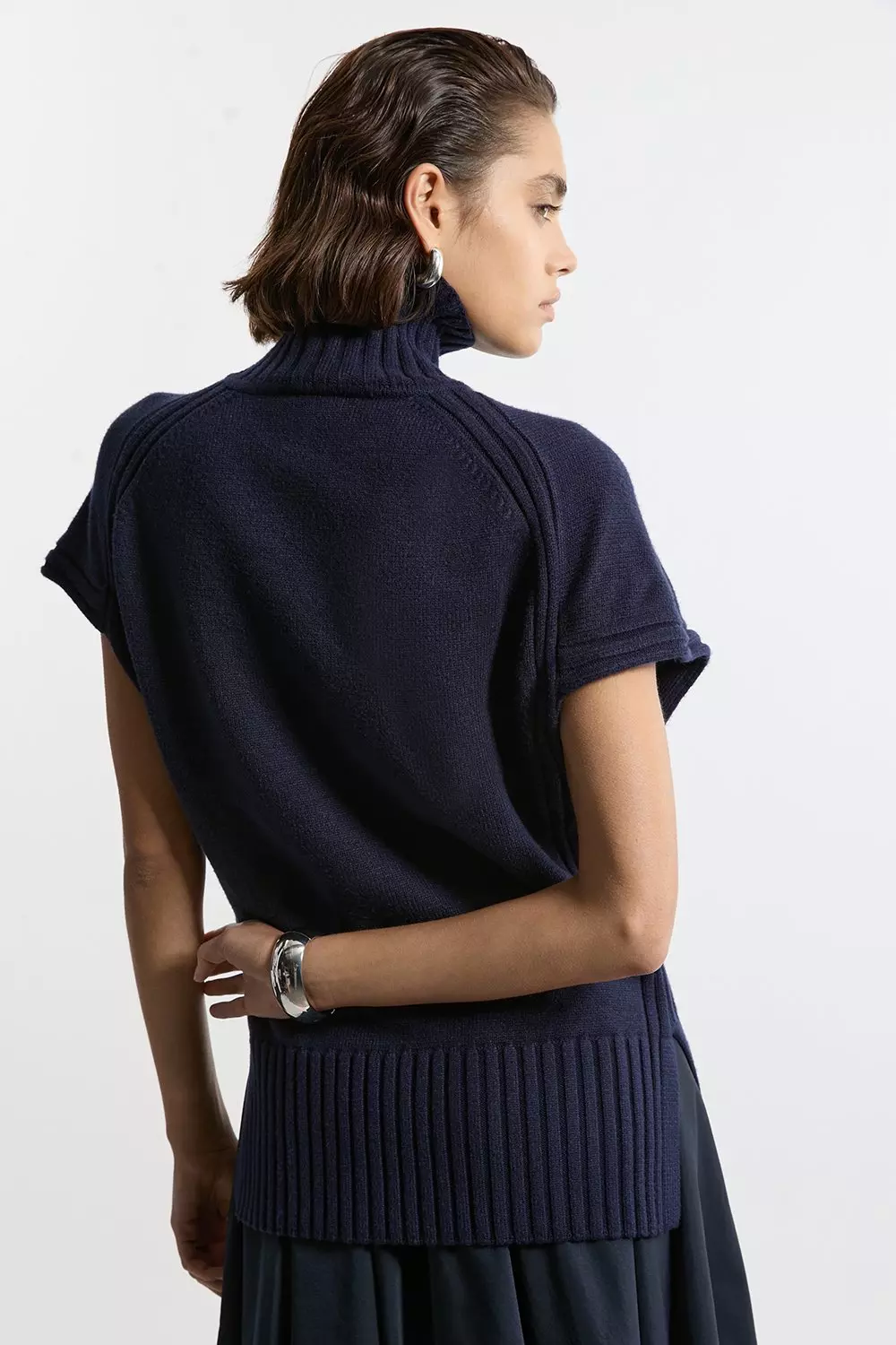 Viscose Blend High Neck Knitted Tunic | Karen Millen