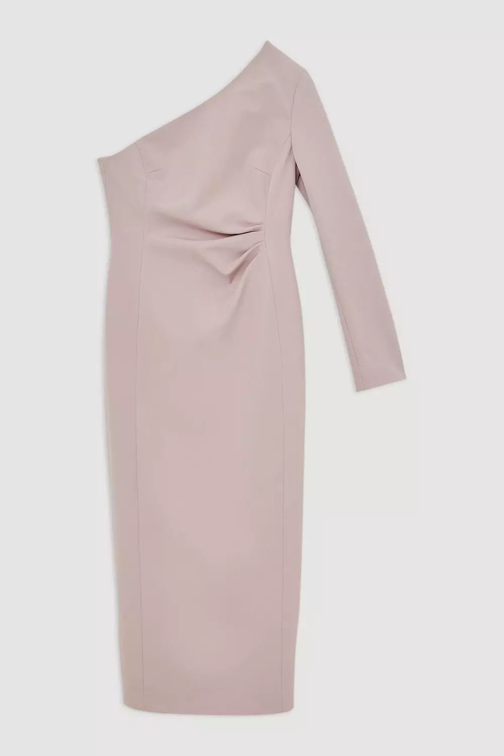 Stretch Crepe Tailored One Shoulder Ruched Waist Midi Dress alternative image