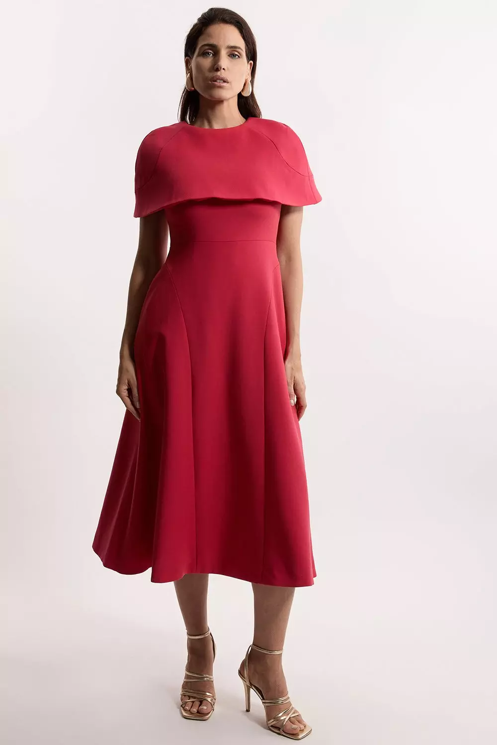 KAREN MILLEN ミディドレス タイト 無地 ケープスリーブ ノースリーブタイトドレス/胸元隠し/背中隠し/タイト/ミニドレス