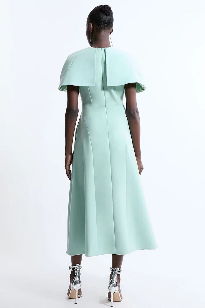 Petite Compact Stretch Cape Sleeve Full Skirt Tailored Petite Compact Stretch Cape Sleeve Full Skirt Tailored