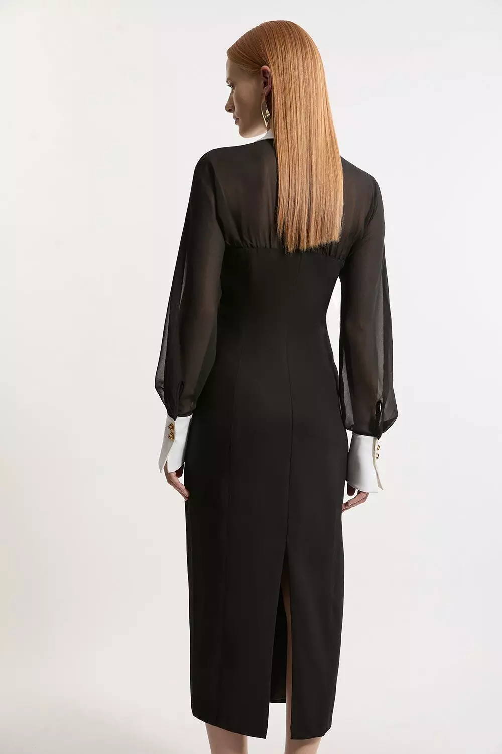 Compact Stretch And Viscose Georgette Tailored Maxi Dress