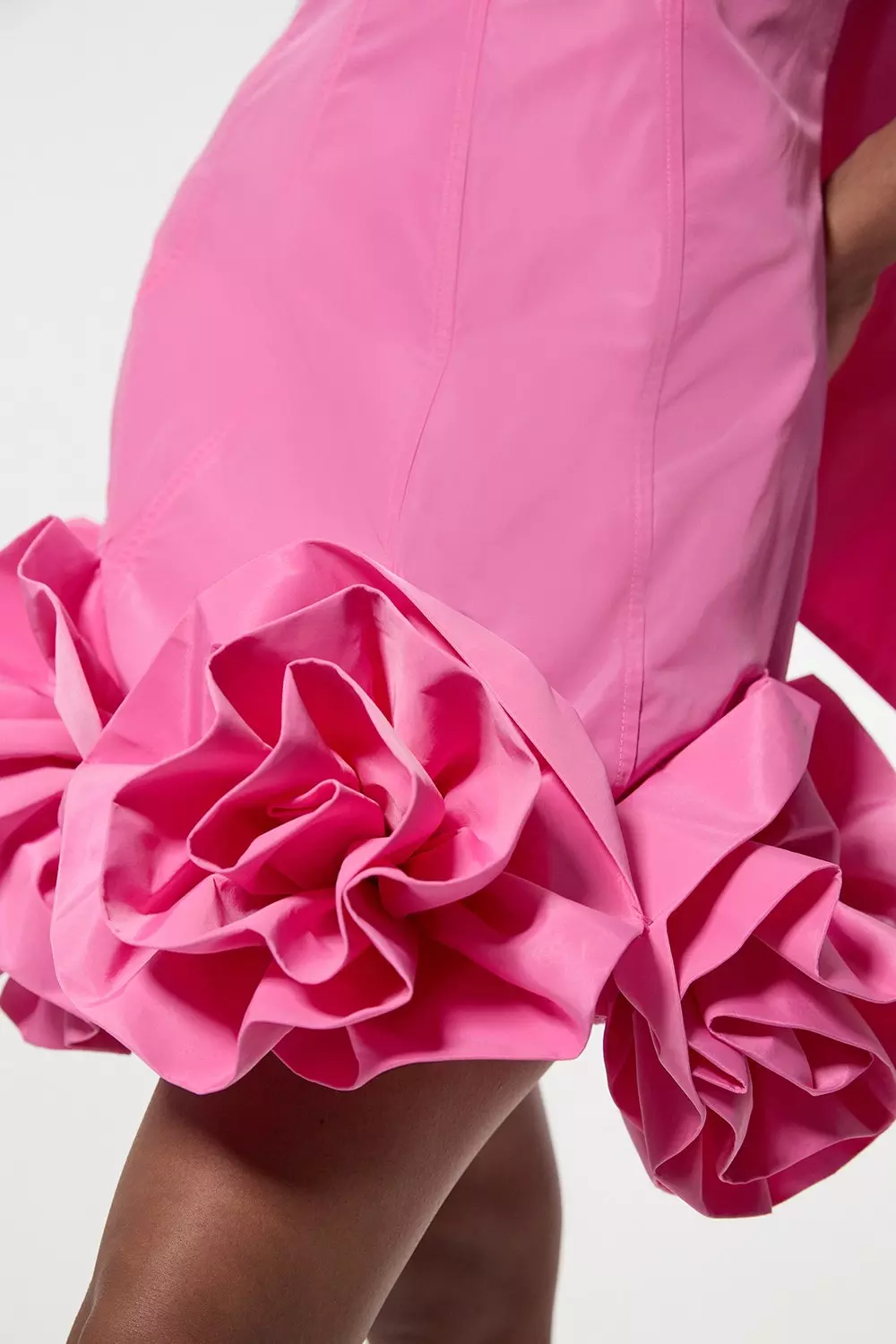 Drama Taffeta Rosette Woven Mini Dress With Bow Detail