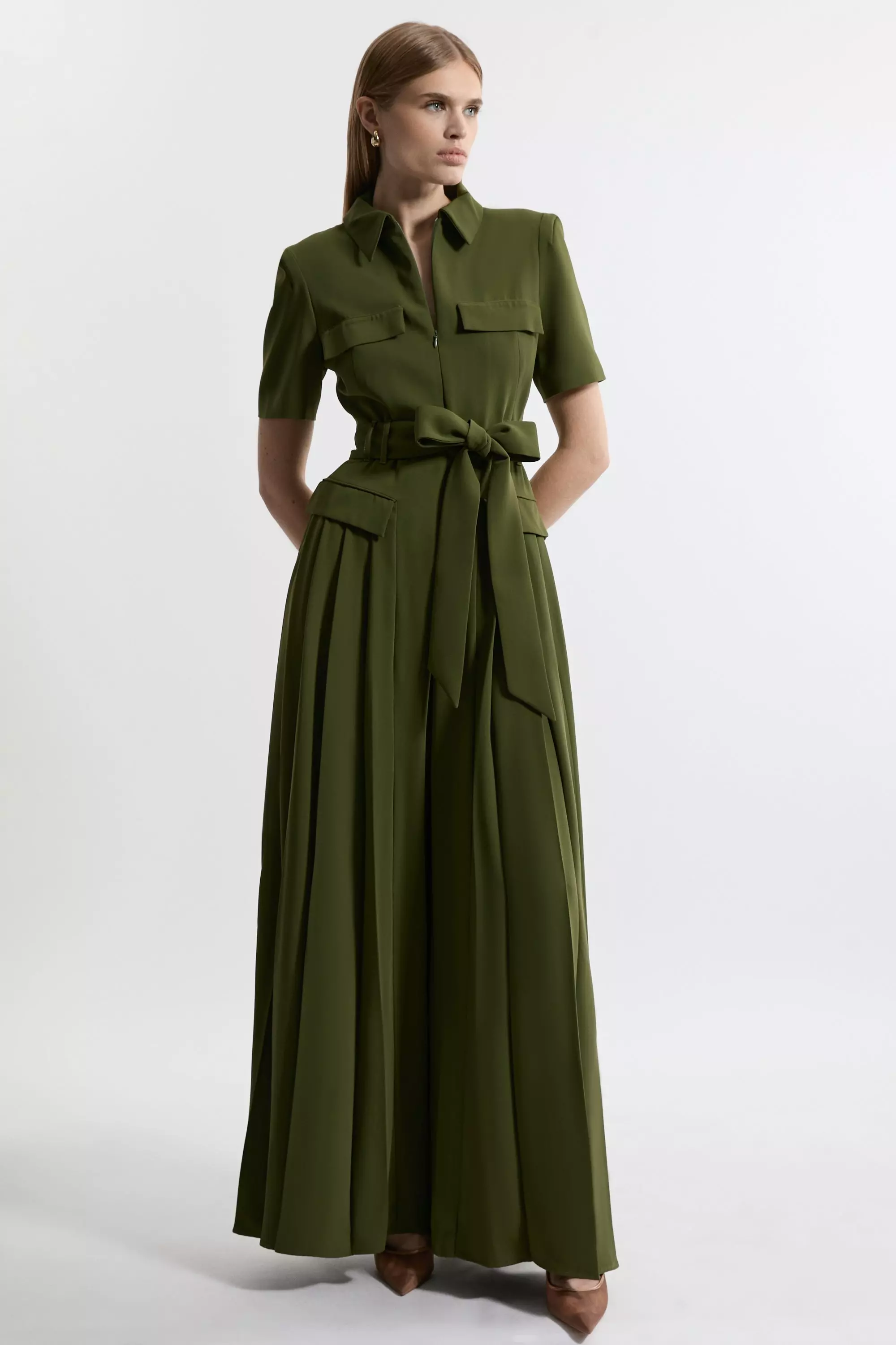 ★Karen Millen★ユーティリティトップステッチ ジャンプスーツ Lydia Millen Petite Structured Crepe Pocket Jumpsuit | Karen