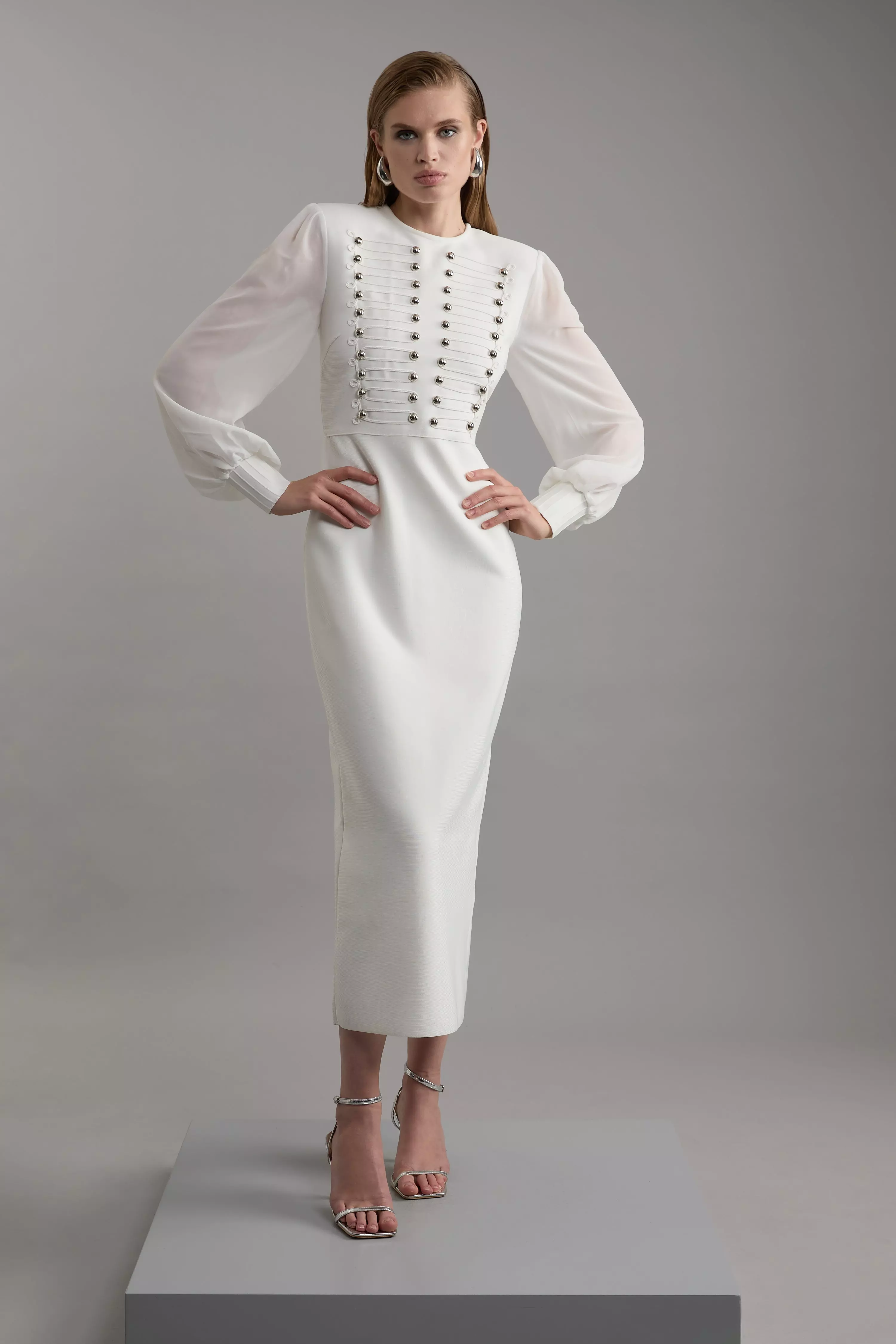 関税送料込【KAREN MILLEN】フォームタッセルスリーブドレス KAREN MILLEN】ジップ シフォンスリーブ ニットドレス(送料込)