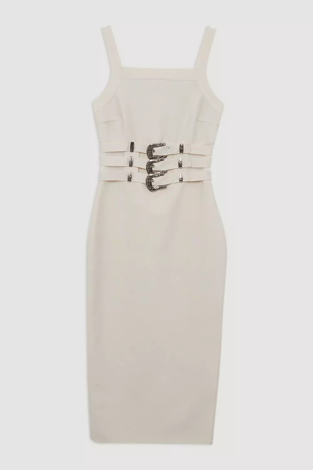 Figure Form Bandage Knit Buckle Detail Midi Dress | Karen Millen