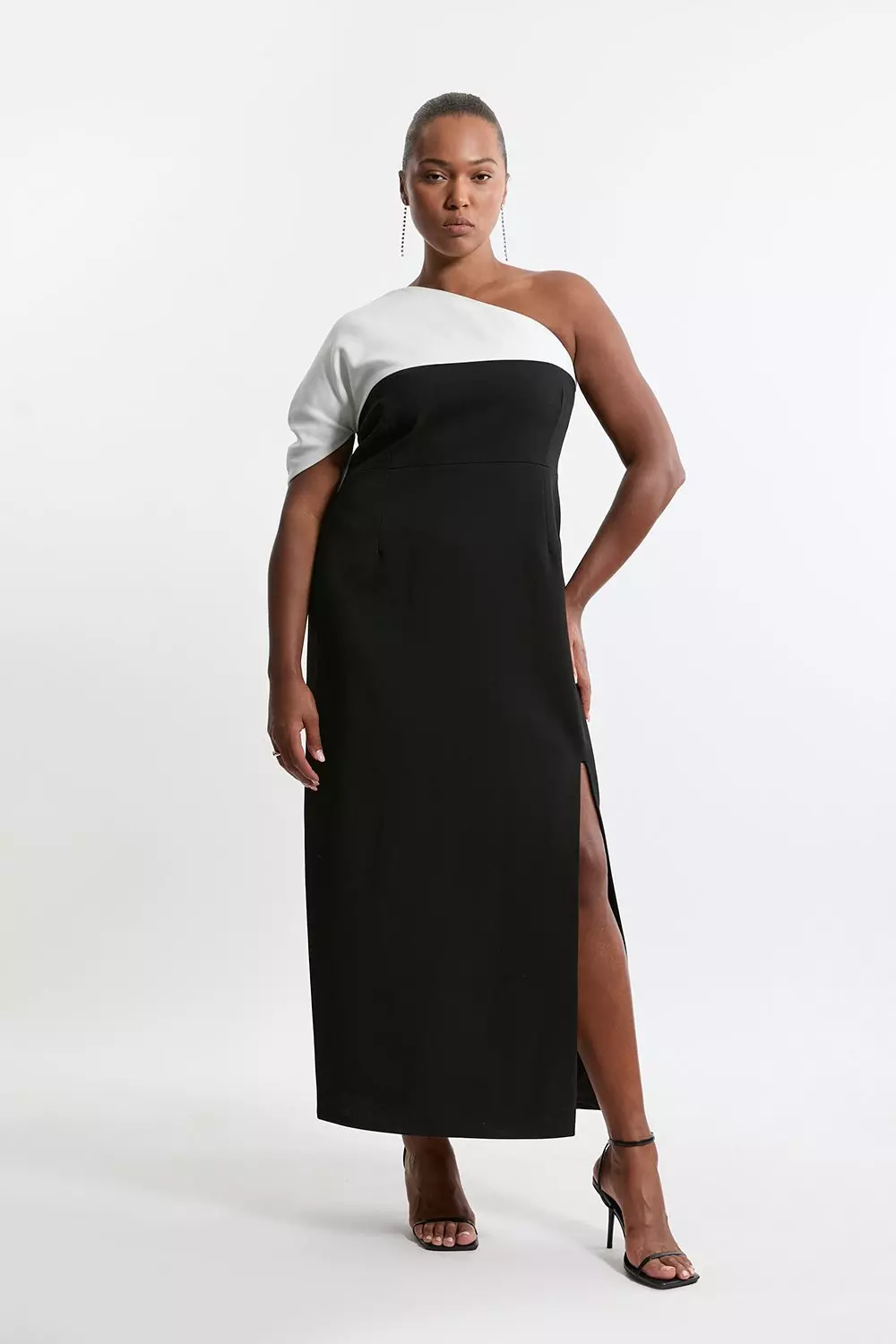 Plus size black dress with cape best sale