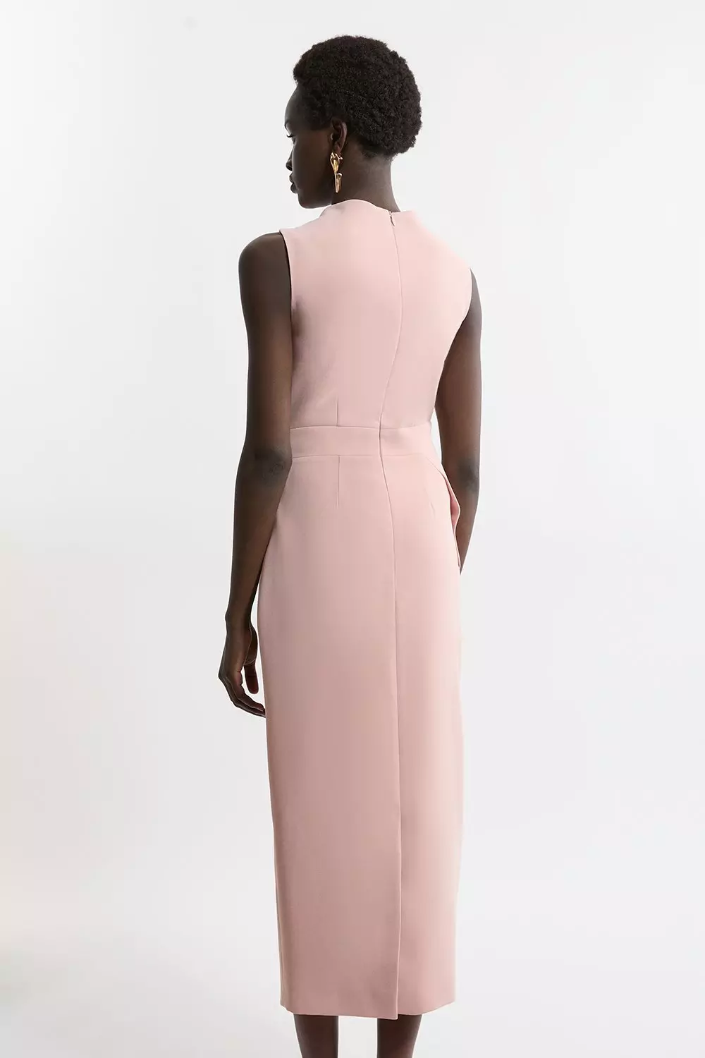 Tall Soft Tailored Drape Detail Sleeveless Tailored Midi