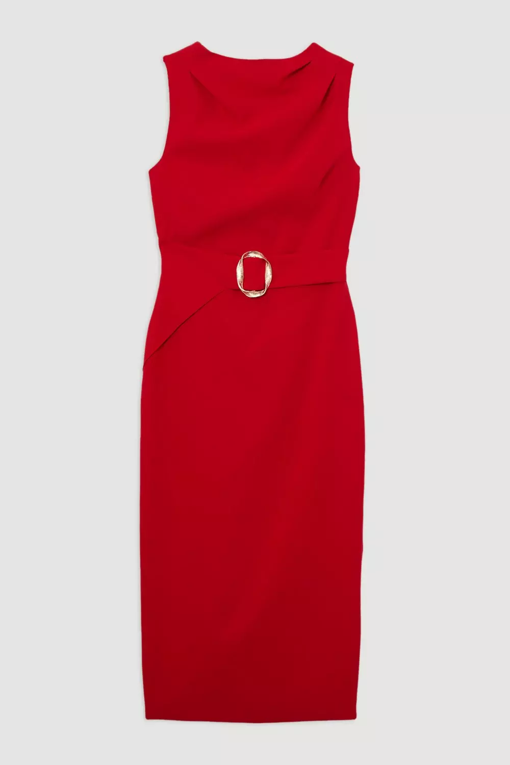 Red Soft Tailored Drape Detail Sleeveless Tailored Midi Dress alternative image