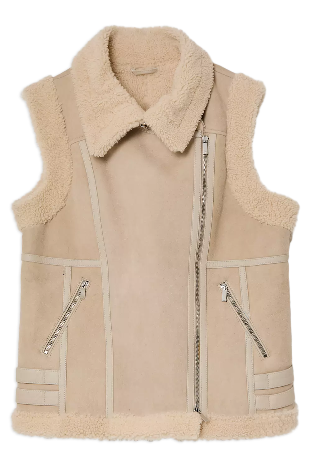 【Karen Millen】フェイクファー＆レザー ベルトジャケット プチ Shearling Collar Leather Zip Through Jacket | Karen Millen