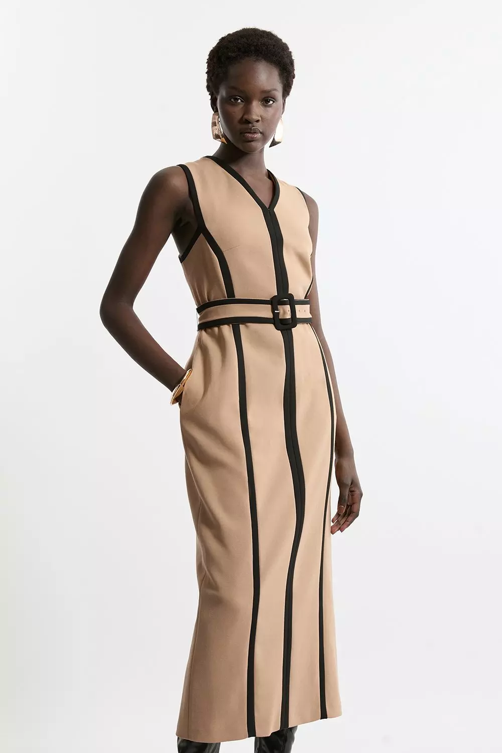 【KAREN MILLEN】コンパクト ストレッチ テーラード ミディ Karen Millenコンパクト ストレッチ テーラード ミディ ドレス