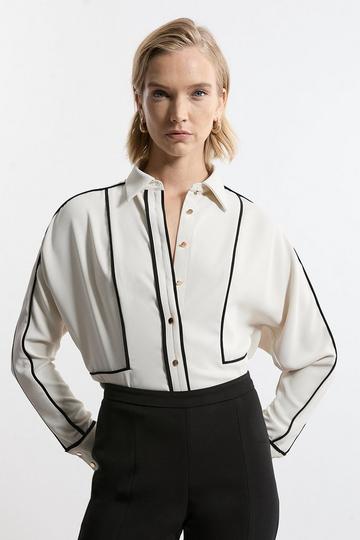 Twill Contrast Piping Woven Shirt neutral