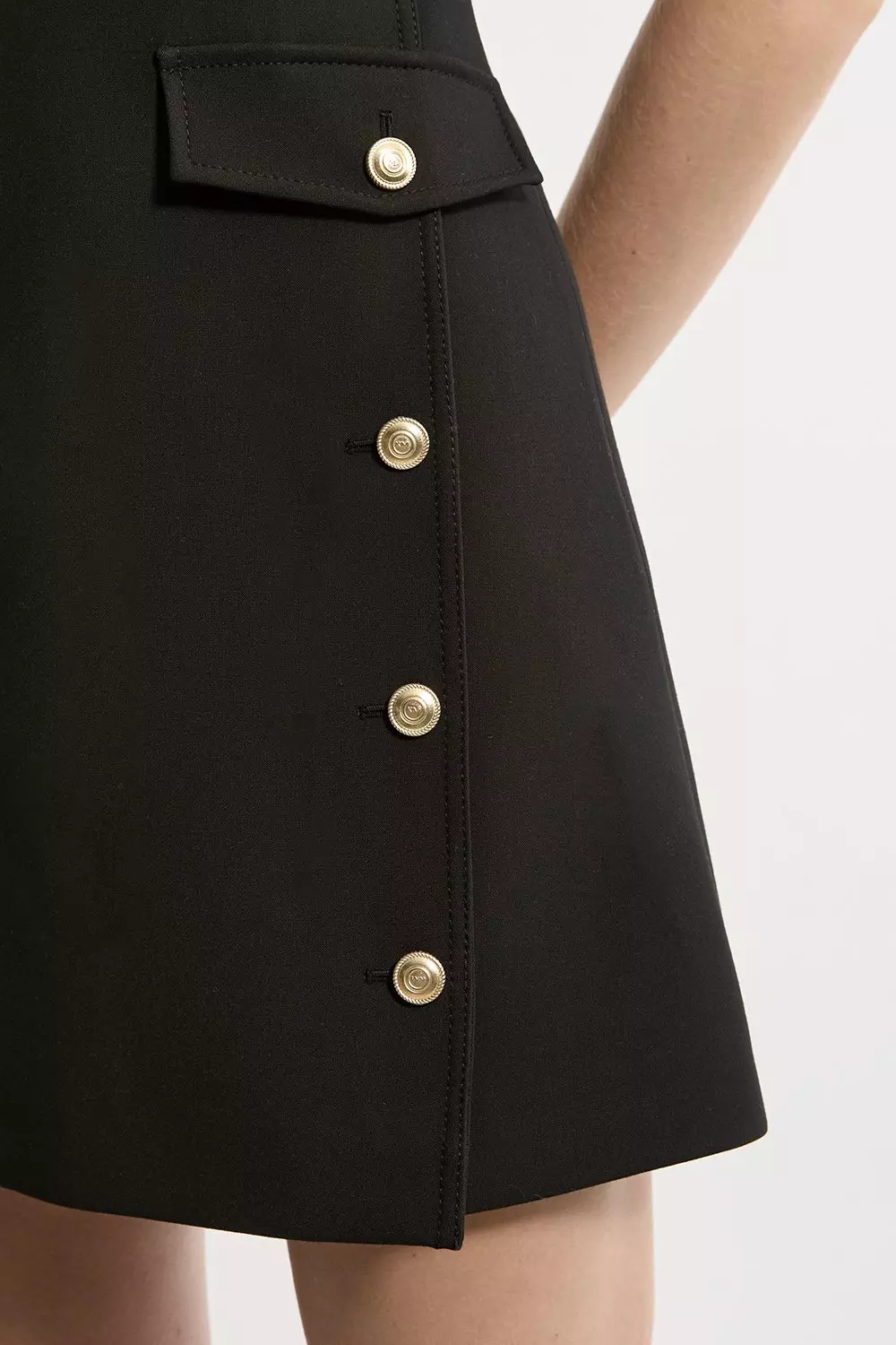 ◆KAREN MILLEN◆ コンパクトストレッチ ボタンテーラードドレス KAREN MILLEN Compact Stretch Halter Neck Button Detail Midi