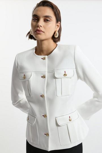 Compact Stretch Formal Tailored Jacket ivory