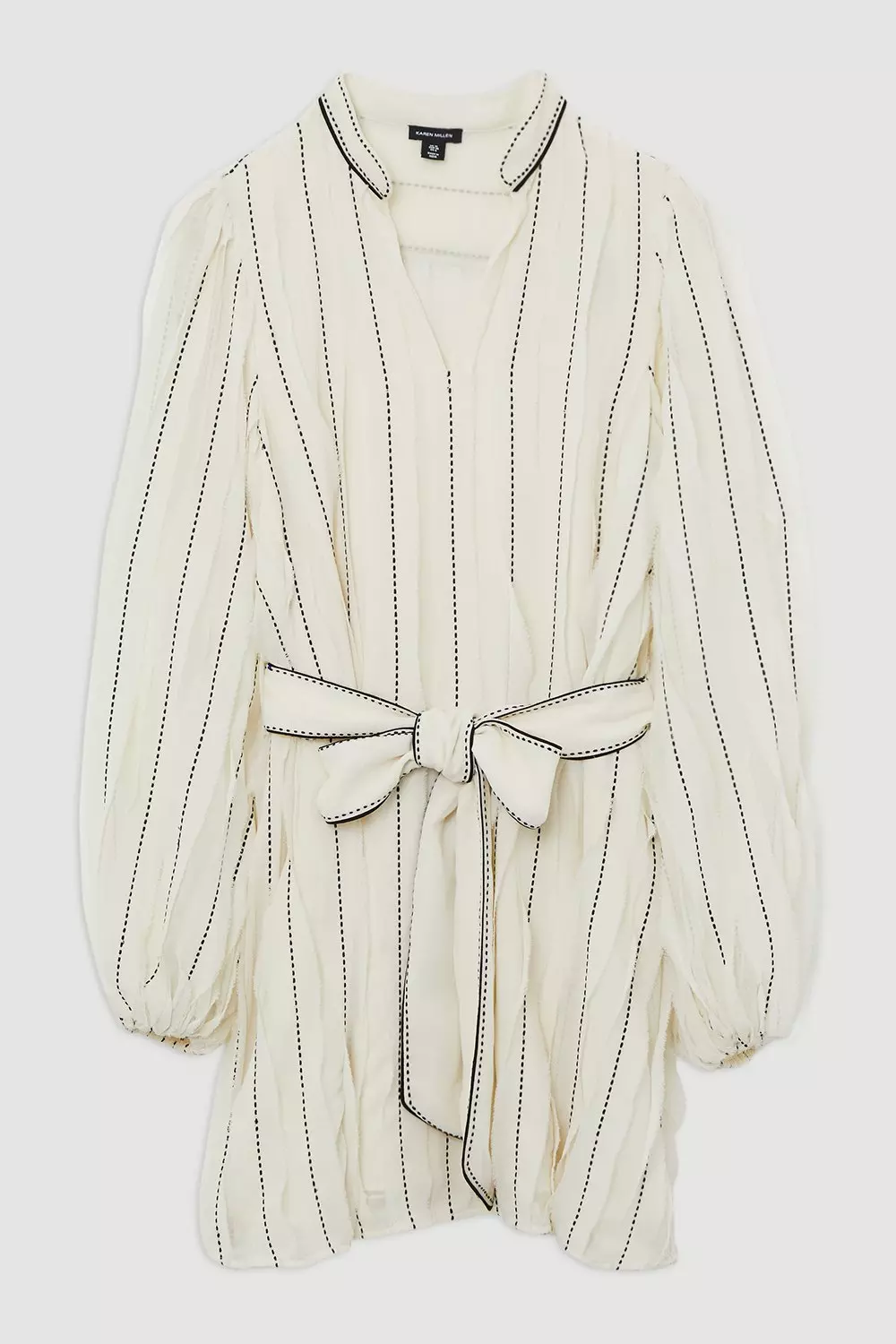 Lydia Millen Chiffon Top Stitch Detail Ruffle Belted Woven