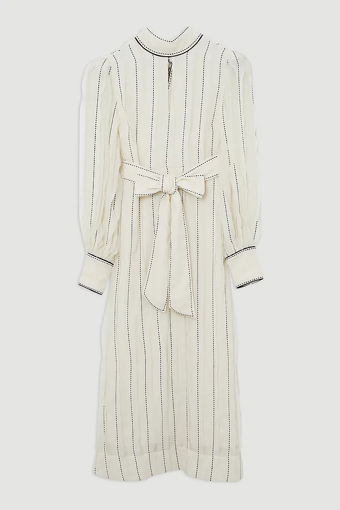 Lydia Millen Chiffon Top Stitch Detail Ruffle Belted Woven Lydia Millen Chiffon Top Stitch Detail Ruffle Belted Woven