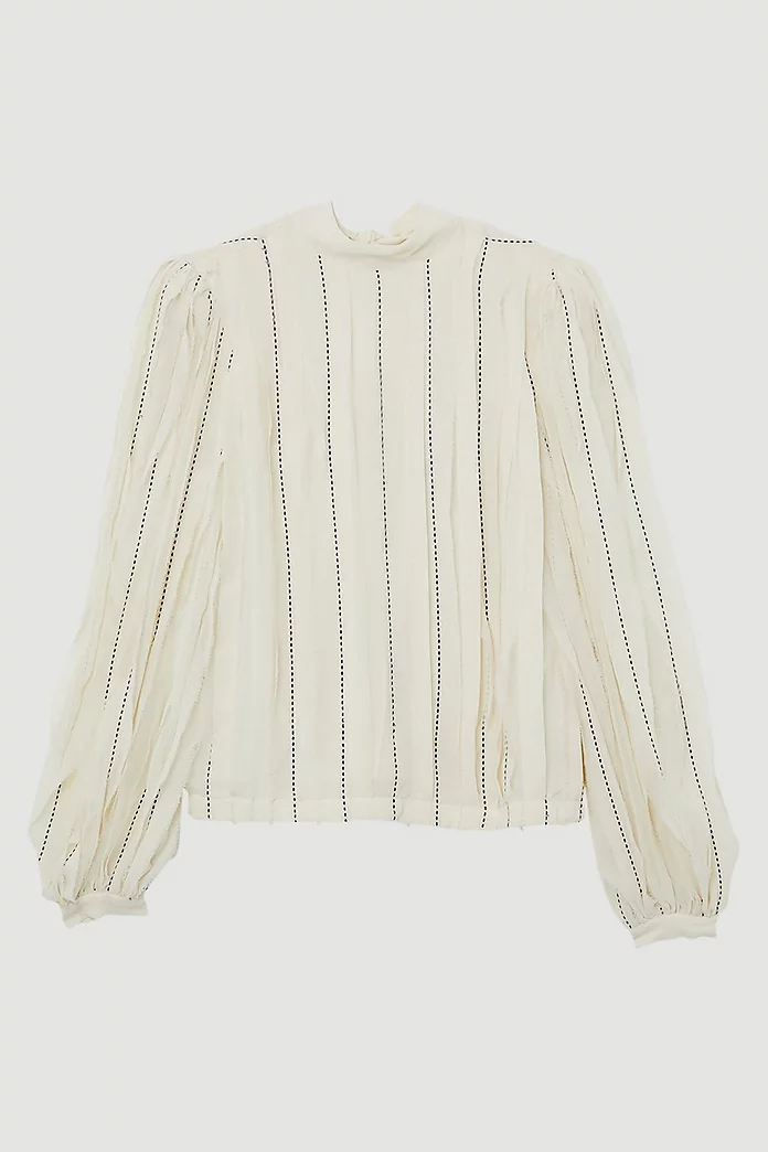 Lydia Millen Chiffon Top Stitch Detail Ruffle Woven Blouse Lydia Millen Chiffon Top Stitch Detail Ruffle Woven Blouse