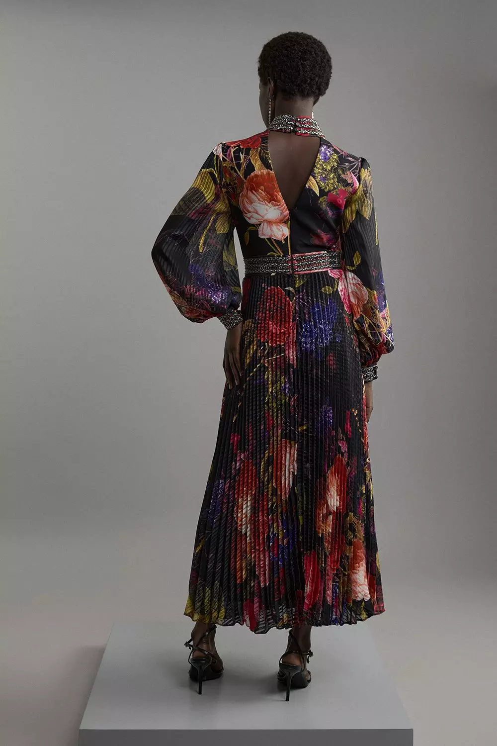 Tall Diamante Trim Floral Woven Maxi Dress | Karen Millen