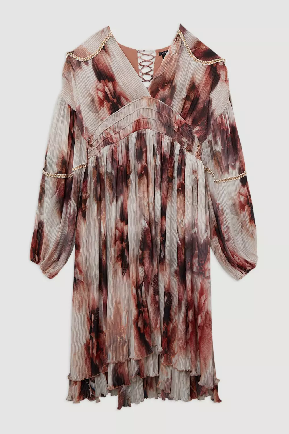 Plus Size Crinkle Floral Woven Midi Dress With Balloon