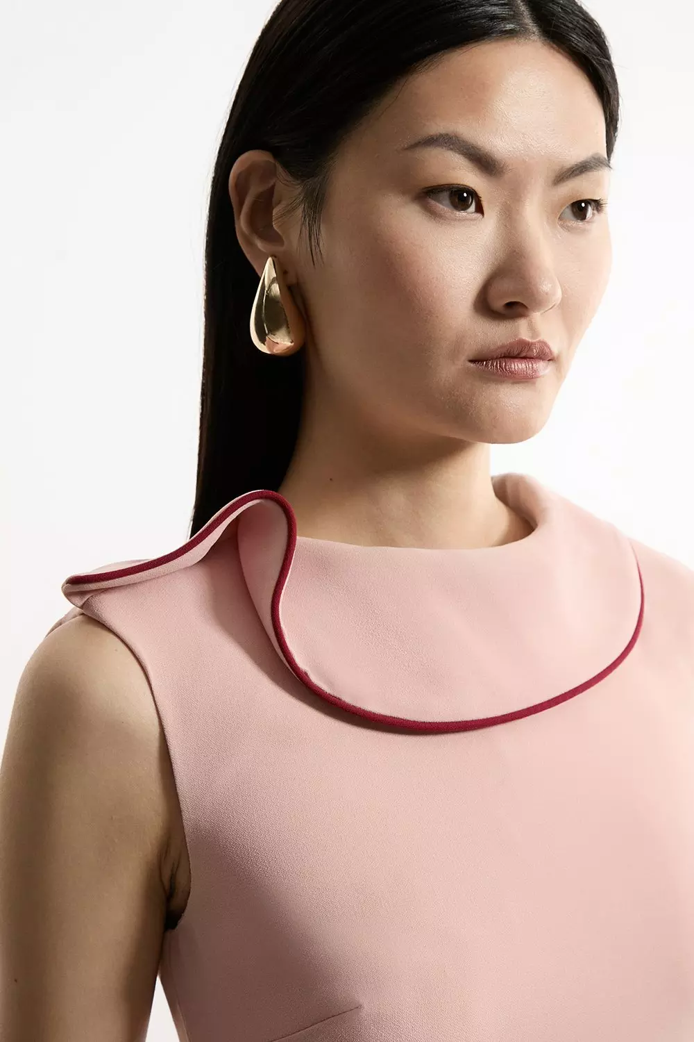 Rose Tall Soft Tailored Tipped Fluid Asymmetric Hem Midi Dress alternative image