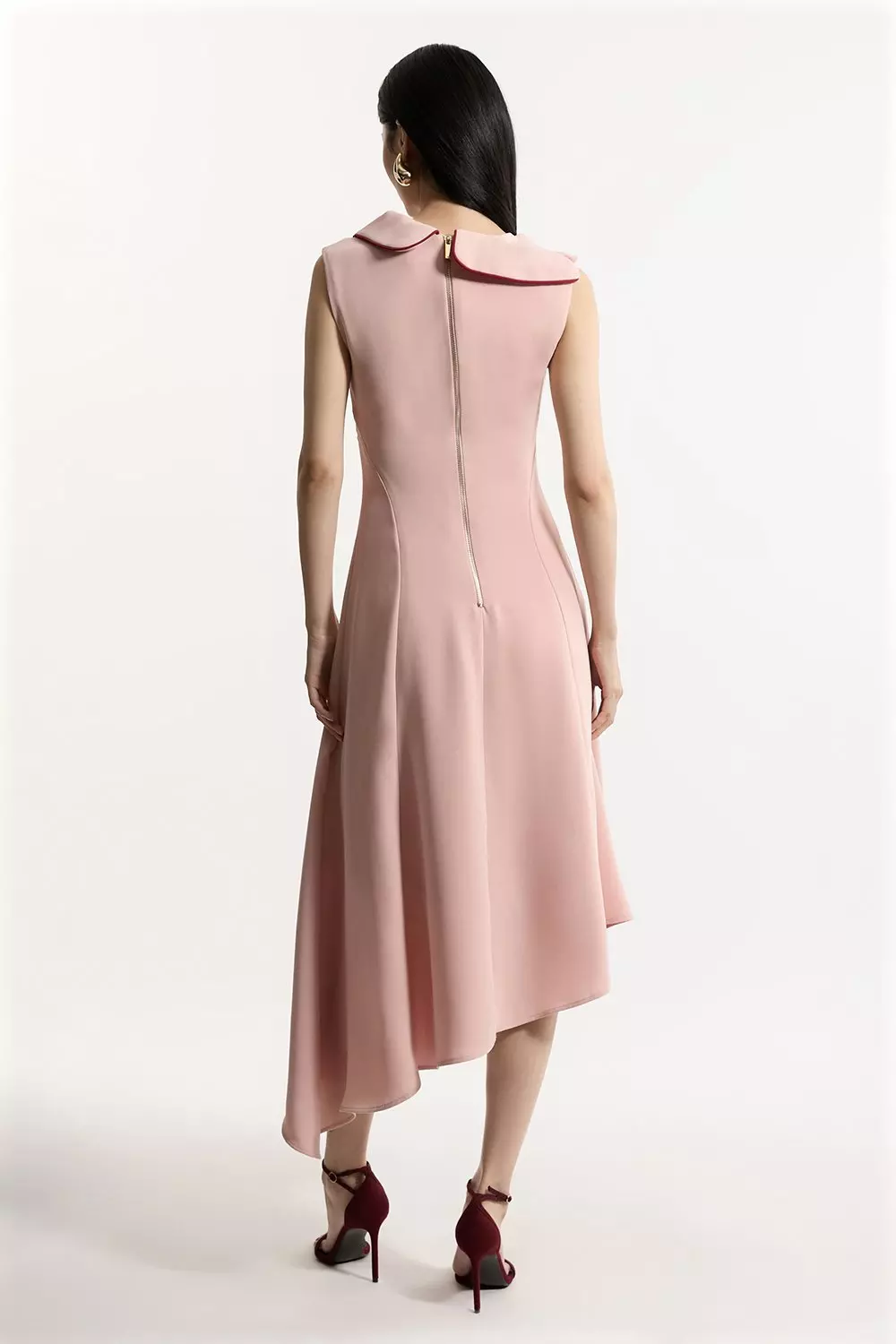 Rose Tall Soft Tailored Tipped Fluid Asymmetric Hem Midi Dress alternative image