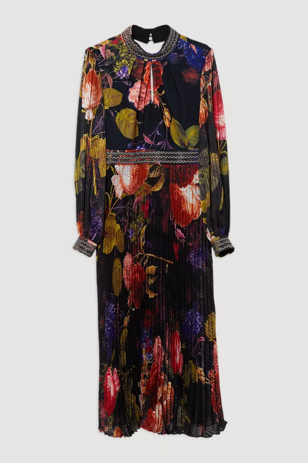 Plus Size Diamante Trim Floral Woven Maxi Dress | Karen Millen