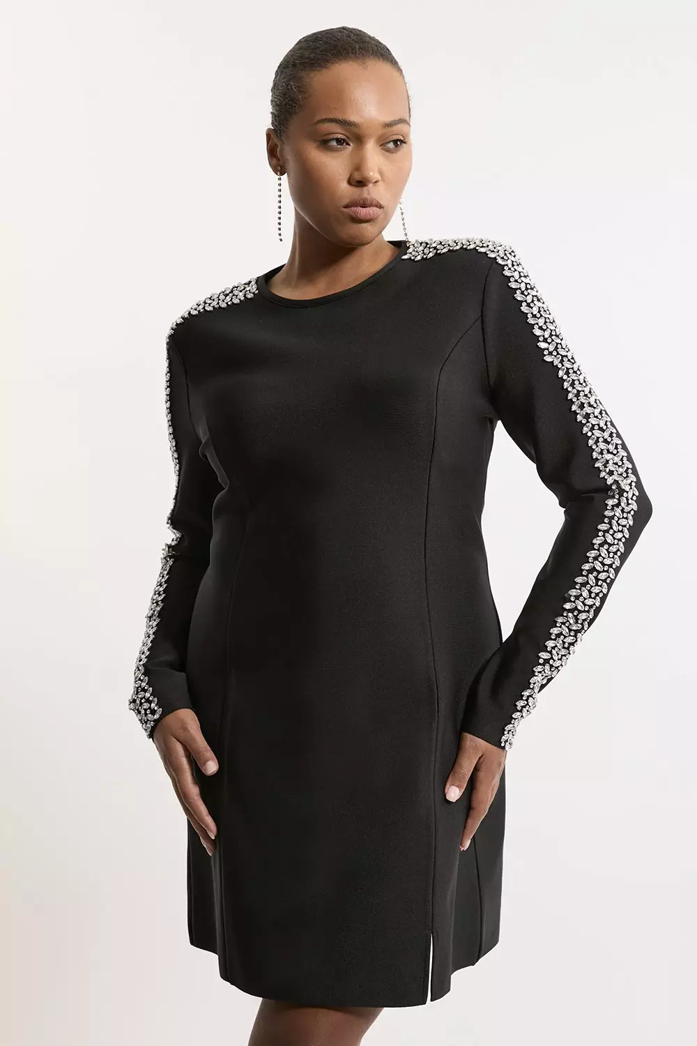 Plus Size Figure Form Bandage Knit Embellished Mini Dress Karen Millen