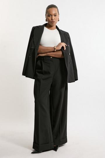 Plus Size Essential Tailored Wide Leg Trousers black