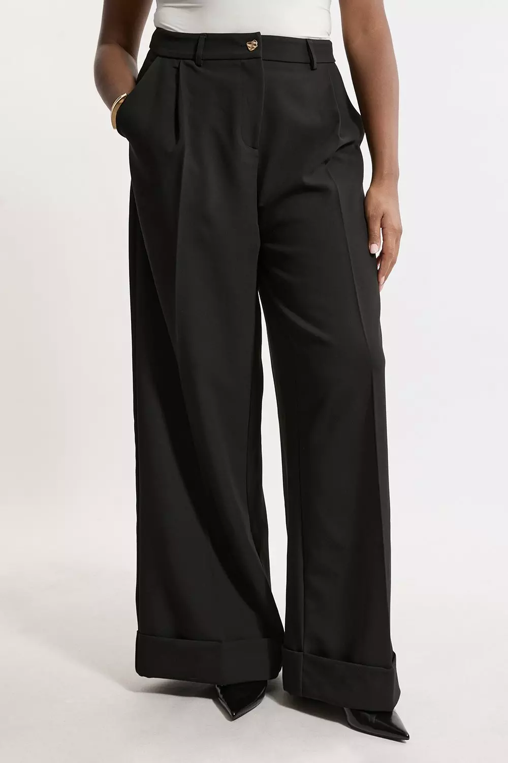 Plus Size Essential Tailored Wide Leg Pants | Karen Millen