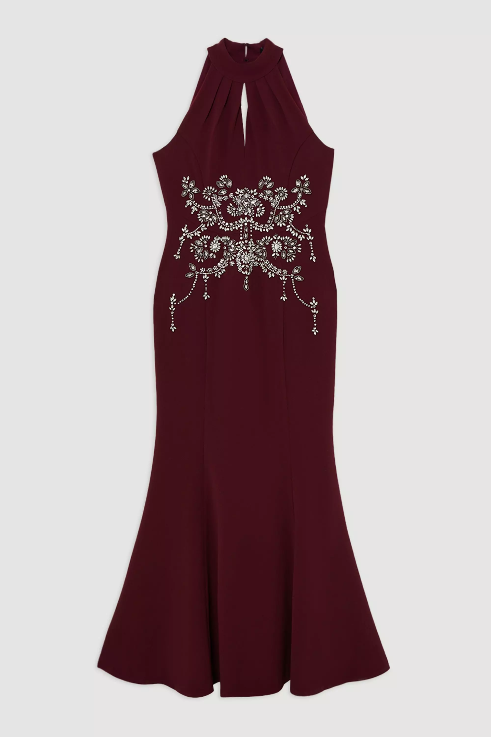 KAREN MILLEN トール トロピカル ホルターネック ミディドレス Corded Knit Chain Detail Knit Maxi Dress | Karen Millen