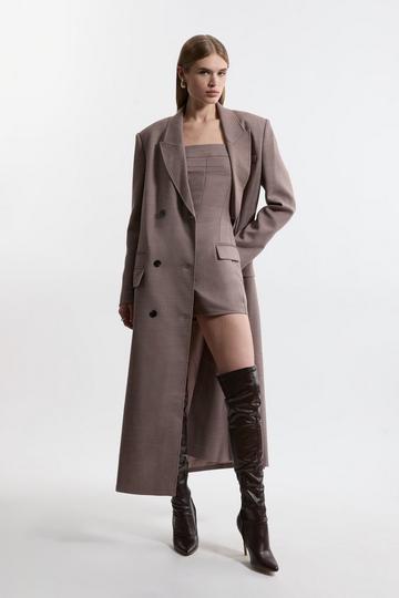 Wool Blend Tailored Playsuit plum