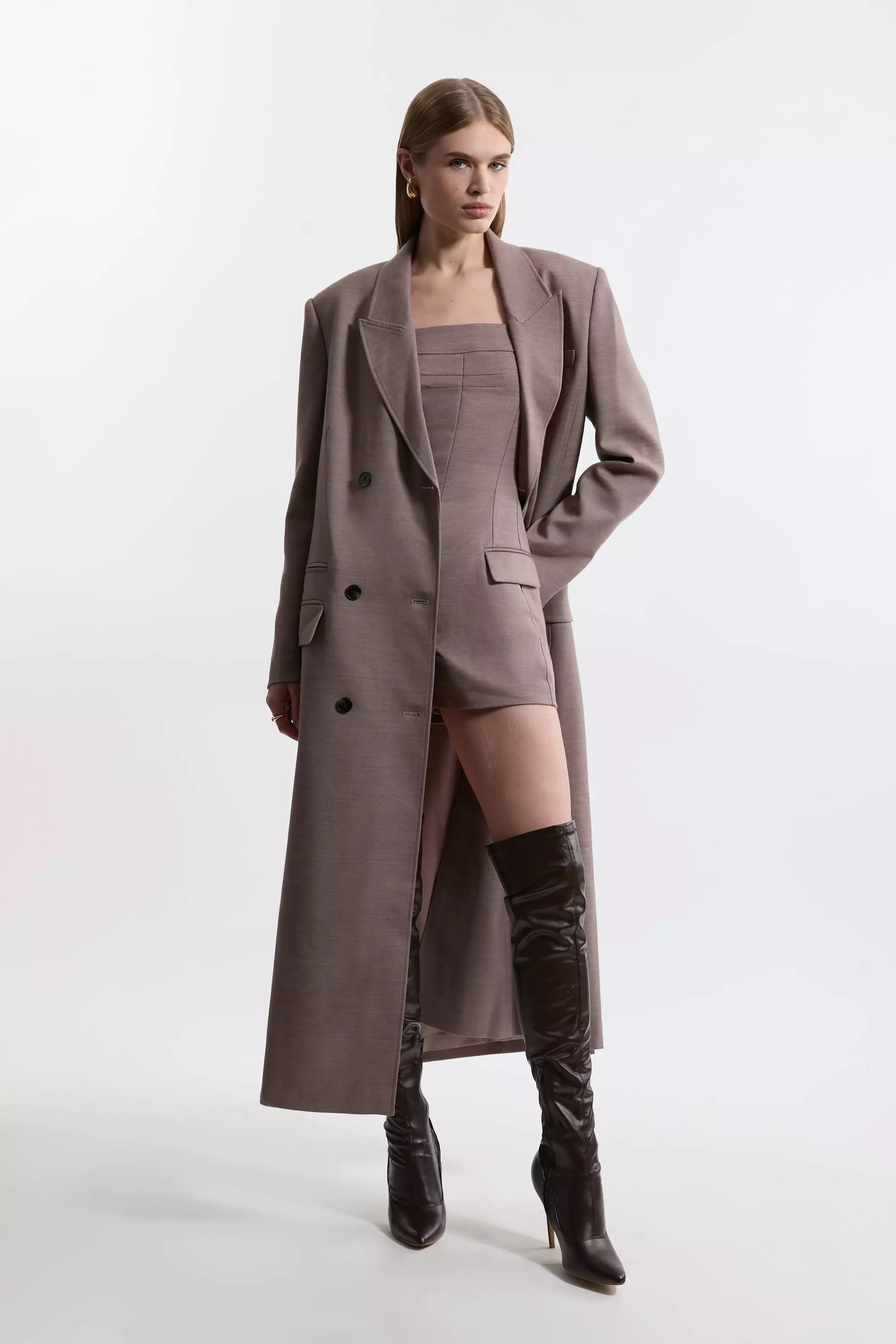 Plum Wool Blend Tailored Playsuit alternative image