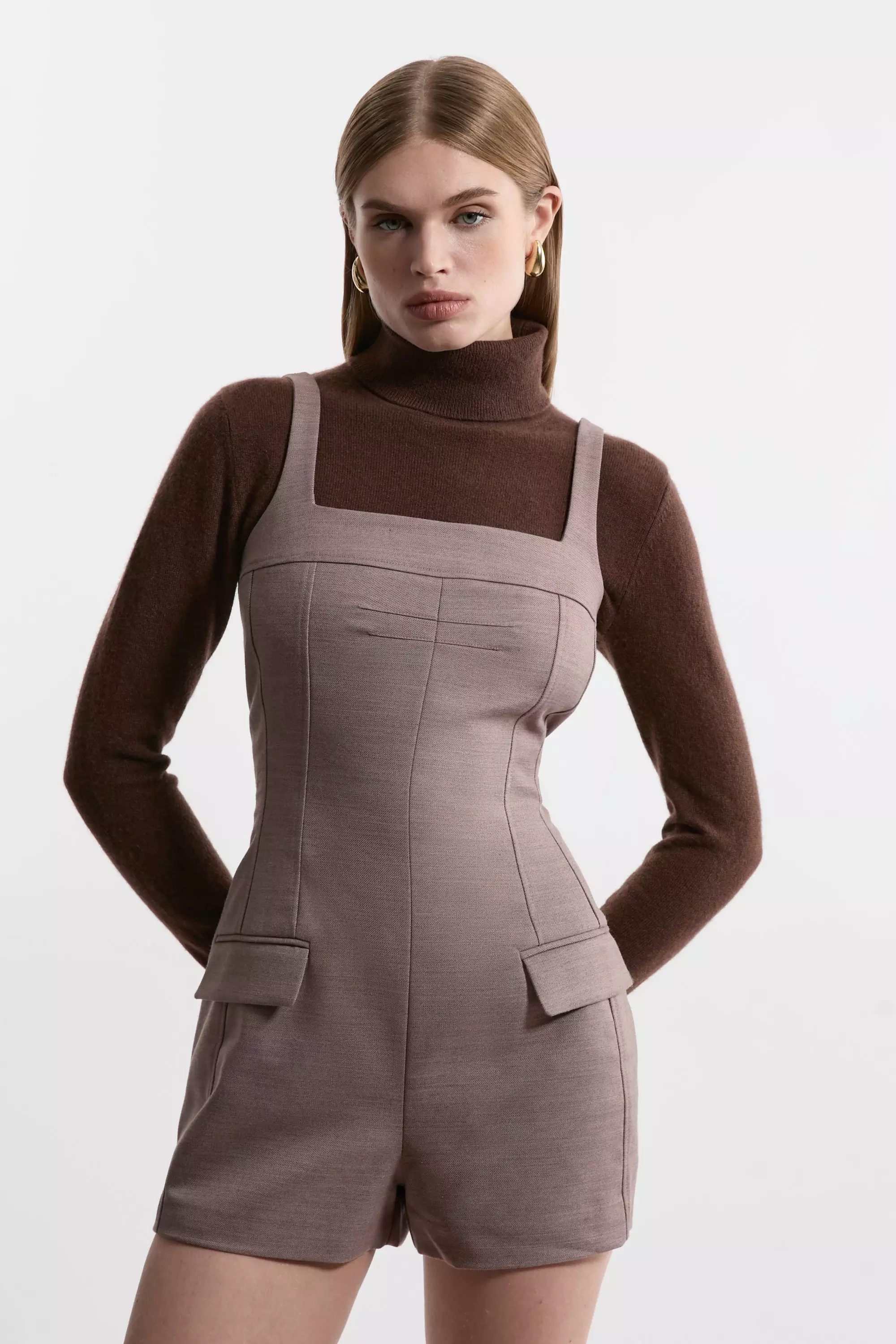 Plum Wool Blend Tailored Playsuit alternative image