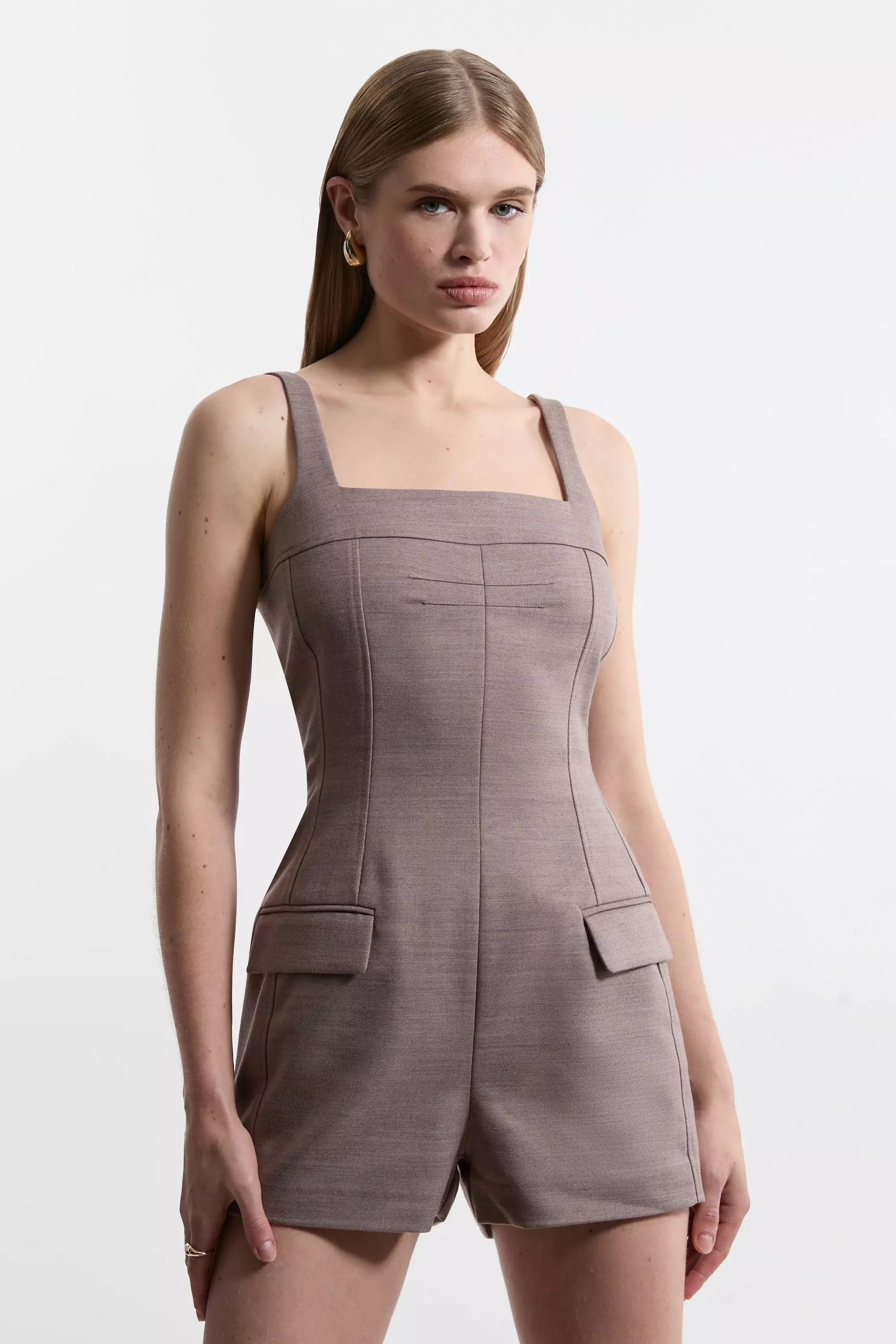 Plum Wool Blend Tailored Playsuit alternative image
