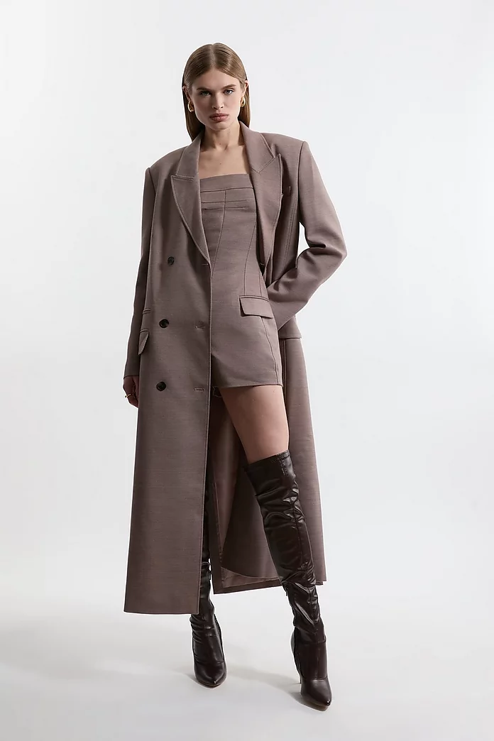 Wool Blend Oversized Tailored Double Breasted Long Line Coat Wool Blend Oversized Tailored Double Breasted Long Line Coat